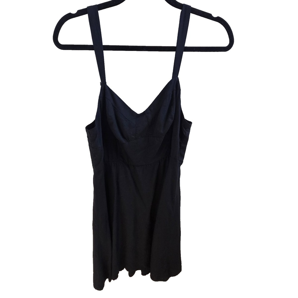 Black Fit Flare Dress Womens Petite L Old Navy Smocked Back Adjustable Straps
